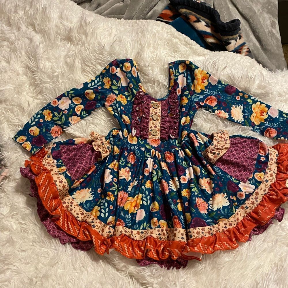Cheeky Plum 18-24M Floral Twirl Dress, Long Sleeve